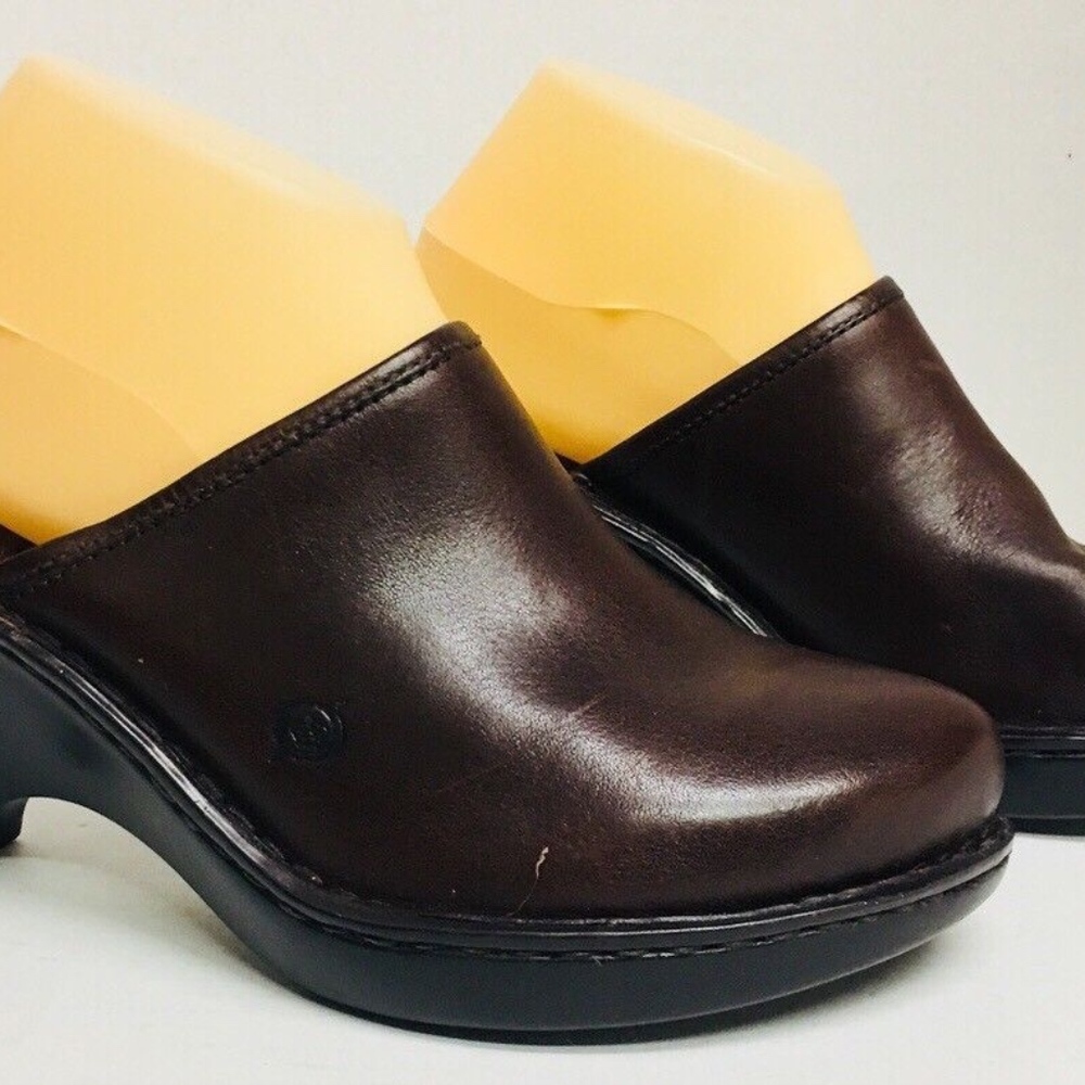 New Born Handcrafted Brown Leather Clogs 10 M 42 - Picture 2 of 8